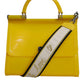 Yellow PVC Cotton Satchel Shoulder Strap Bag