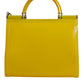 Yellow PVC Cotton Satchel Shoulder Strap Bag