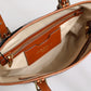 Brown Leopard Leather Shoulder Strap Tote Bag
