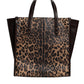 Dolce & Gabbana Brown Leopard Leather Shoulder Strap Tote Bag