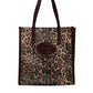 Brown Leopard Leather Shoulder Strap Tote Bag