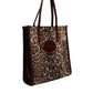 Brown Leopard Leather Shoulder Strap Tote Bag