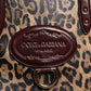 Brown Leopard Leather Shoulder Strap Tote Bag