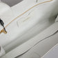 White Logo Print DG Daily Calfskin Shopping Tote Bag