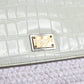 White Rafia Leather Top Handle Crossbody Bag