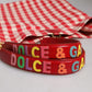 Red Checkered Embellished Shopping Tote Cotton Bag