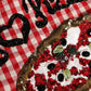 Red Checkered Embellished Shopping Tote Cotton Bag