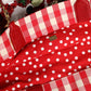 Red Checkered Embellished Shopping Tote Cotton Bag
