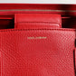 Dolce & Gabbana Red Calfskin Leather Logo Plaque Top Handle Bag