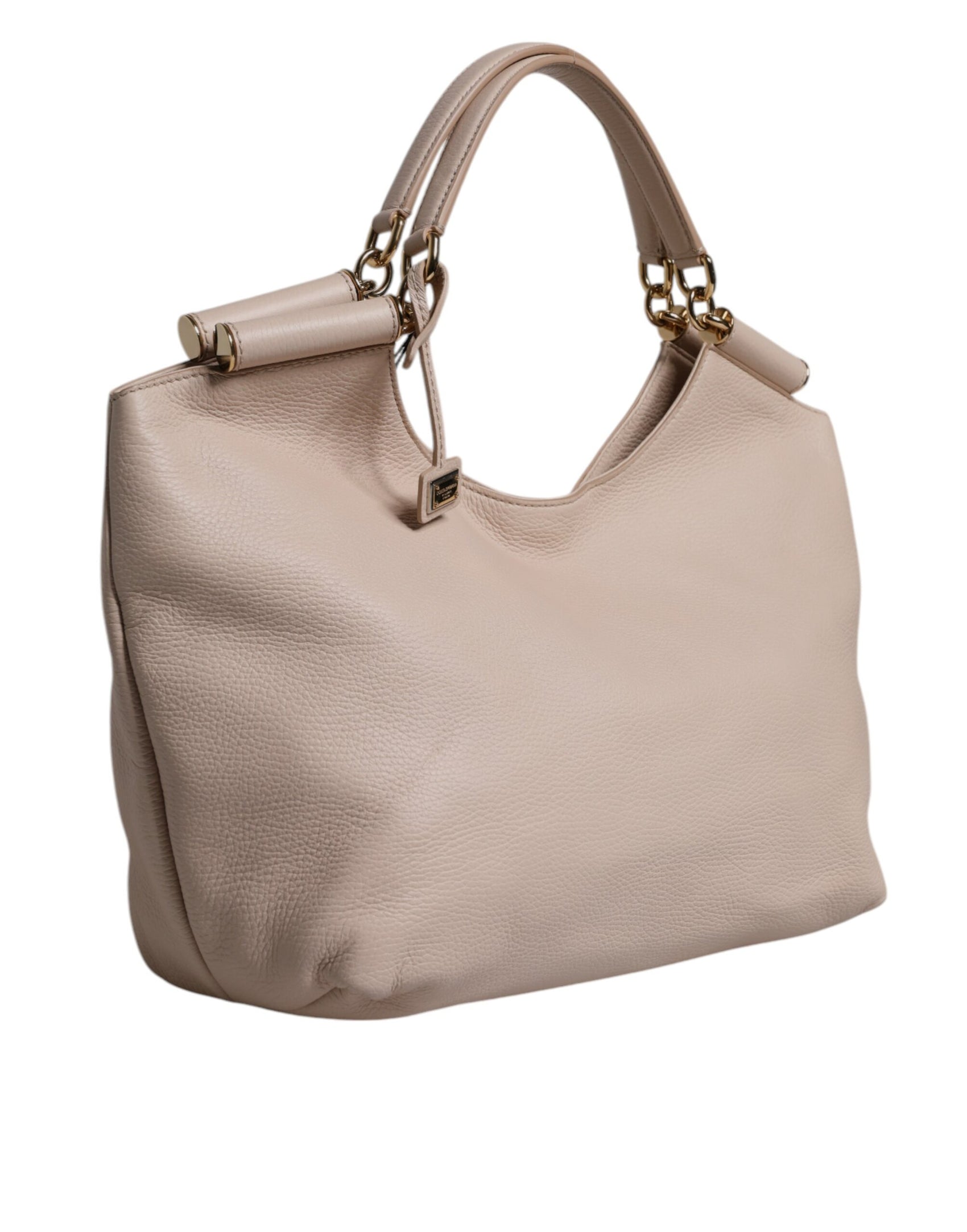 Dolce & Gabbana Light Pink Deer Leather Logo Plaque Tote Top Handle Bag