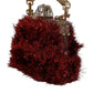 Dolce & Gabbana Red Gold Chain VANDA Tinsel Crystals Evening Clutch Bag