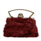 Dolce & Gabbana Red Gold Chain VANDA Tinsel Crystals Evening Clutch Bag