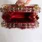 Dolce & Gabbana Red Gold Chain VANDA Tinsel Crystals Evening Clutch Bag