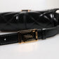 Black Calf Leather Quilted Shoulder Strap Bag