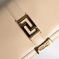 Beige Gold Chain Calf Leather Wallet Crossbody Bag