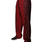 Red Leopard Print Polyester Men Jogger Pants