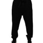Black Cotton Crown Logo Jogger Pants