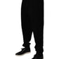 Black Cotton Crown Logo Jogger Pants