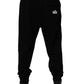 Black Cotton Crown Logo Jogger Pants