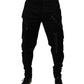 Black Cotton Cargo Tapered Pants