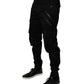 Black Cotton Cargo Tapered Pants