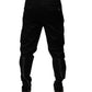 Black Cotton Cargo Tapered Pants