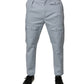 Light Blue Cotton Cargo Tapered Pants