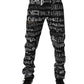 Black Cotton Logo Print Straight Denim Jeans