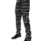 Black Cotton Logo Print Straight Denim Jeans
