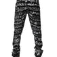 Black Cotton Logo Print Straight Denim Jeans
