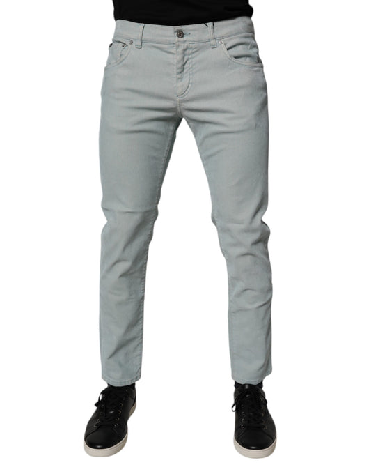 Light Blue Logo Plaque Skinny Men Denim Jeans