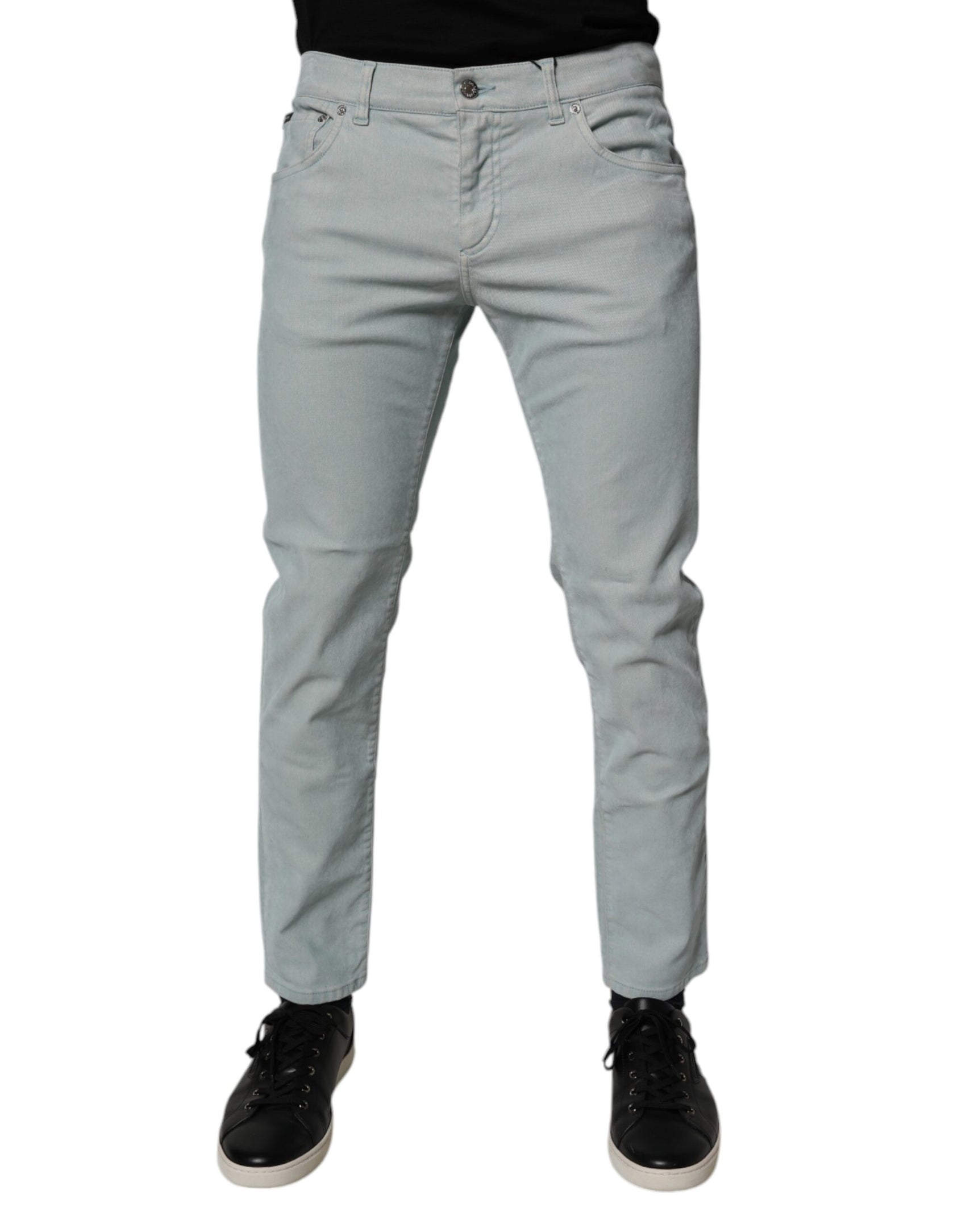Light Blue Logo Plaque Skinny Men Denim Jeans