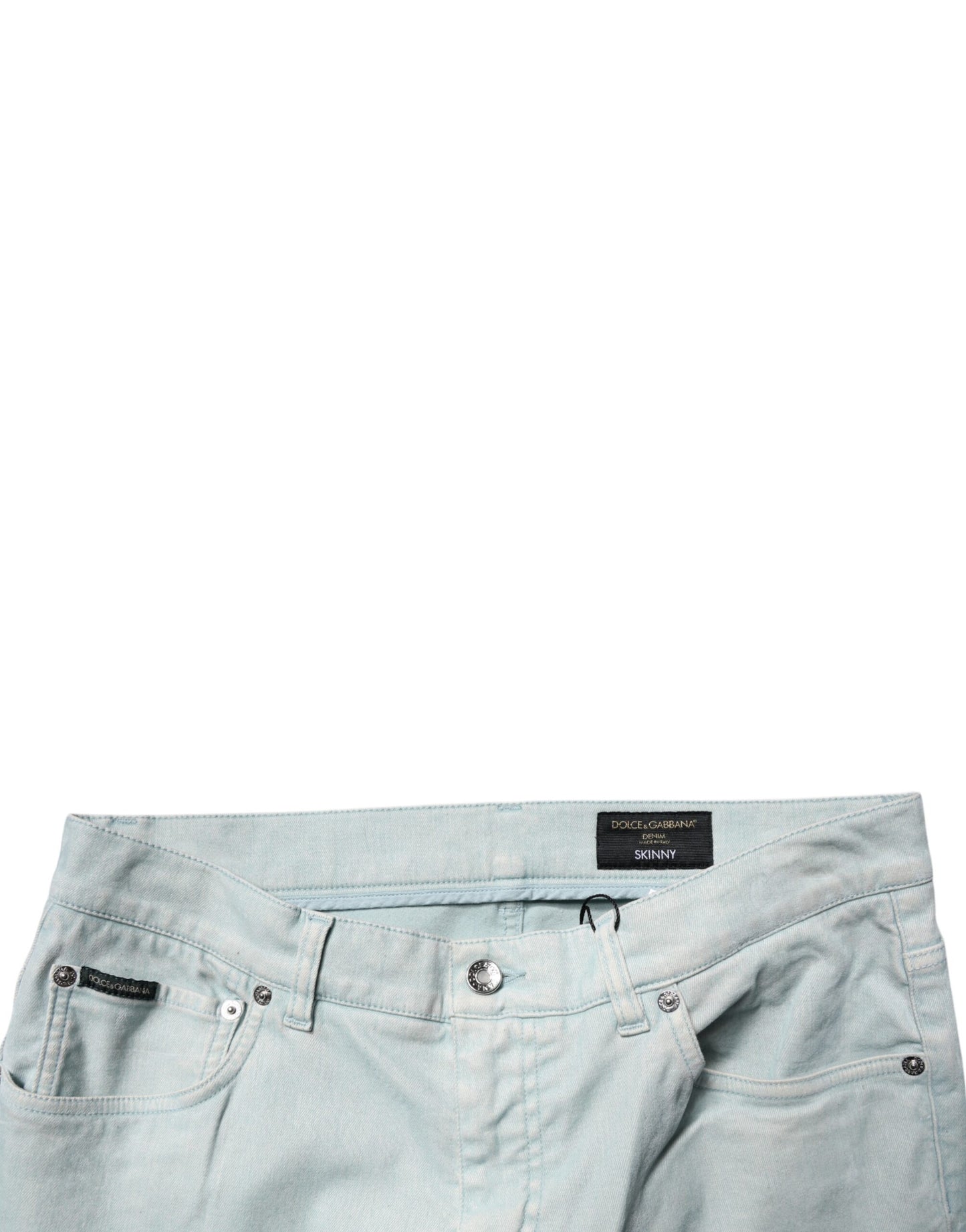 Light Blue Logo Plaque Skinny Men Denim Jeans