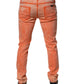 Orange Tie Dye Cotton Skinny Men Denim Jeans