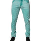 Green Tie Dye Cotton Skinny Men Denim Jeans