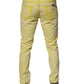 Yellow Cotton Stretch Skinny Men Denim Jeans