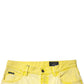 Yellow Cotton Stretch Skinny Men Denim Jeans