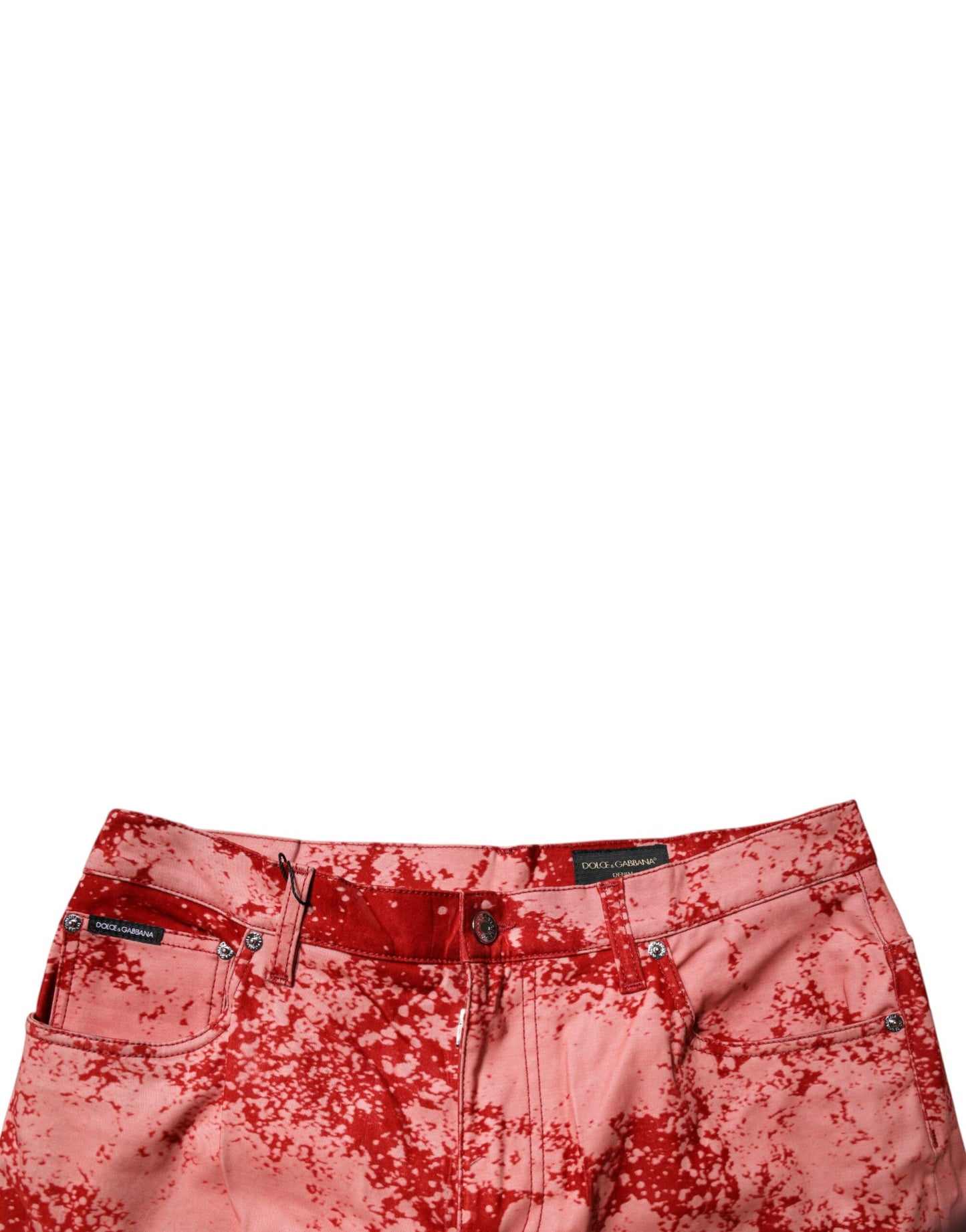 Red Tie Dye Cotton Skinny Men Denim Jeans