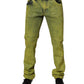 Yellow Cotton Stretch Skinny Men Denim Jeans