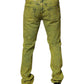 Yellow Cotton Stretch Skinny Men Denim Jeans