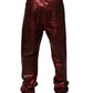 Red Leopard Cotton Straight Men Denim Jeans