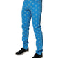 Blue Logo Monogram Cotton Skinny Denim Jeans
