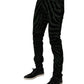 Black Green Stripes Cotton Skinny Denim Jeans