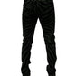 Black Green Stripes Cotton Skinny Denim Jeans