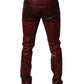 Red Leopard Cotton Skinny Men Denim Jeans