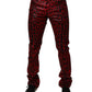 Red Leopard Cotton Slim Fit Denim Jeans