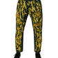 Black Yellow Tie Dye Tattered Skinny Men Denim Jeans