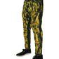 Black Yellow Tie Dye Tattered Skinny Men Denim Jeans
