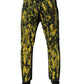 Black Yellow Tie Dye Tattered Skinny Men Denim Jeans