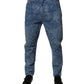 Blue Tie Dye Cotton Skinny Men Denim Jeans